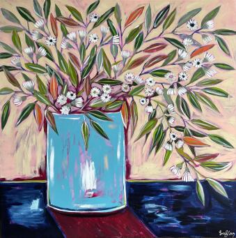 @LUCYCARART Blue Vase and Gum Flowers - 3