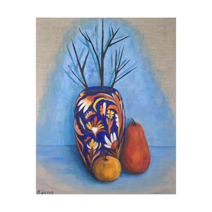 SARAH WALKER Moroccan vase, pear, and apple