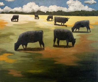 PETE GROVES Cows on Open Field - 3
