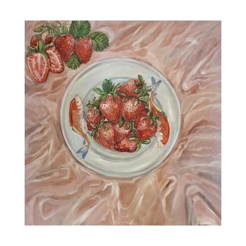 LIZ LOVELL Strawberries and Pink Silk
