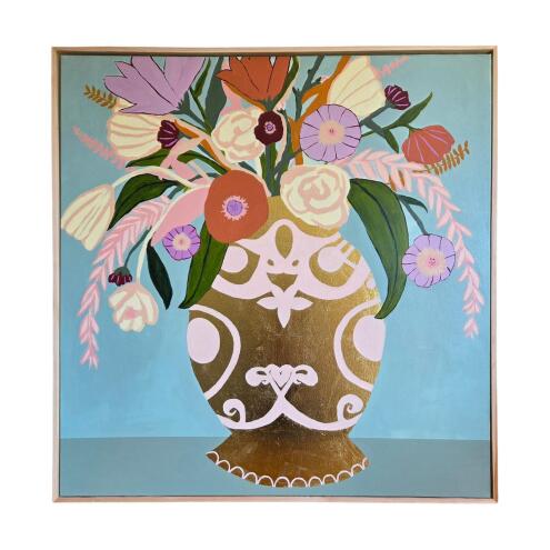 AMBER REID Gold vase with flowers