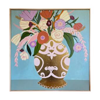 AMBER REID Gold vase with flowers