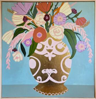 AMBER REID Gold vase with flowers - 3