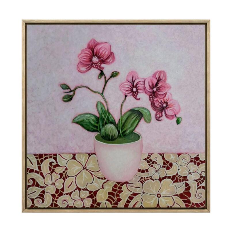 FIONA THORNING Pink Orchid on Lace