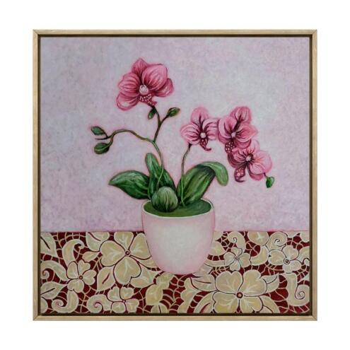 FIONA THORNING Pink Orchid on Lace