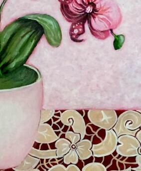 FIONA THORNING Pink Orchid on Lace - 4