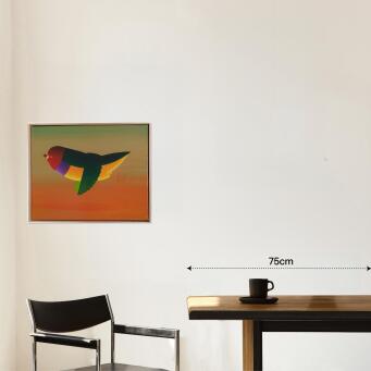 JOHN GRAHAM Gouldian finch across yellow desert - 2
