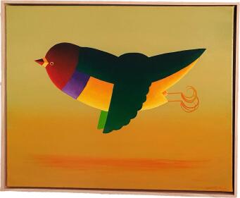 JOHN GRAHAM Gouldian finch over red desert - 3
